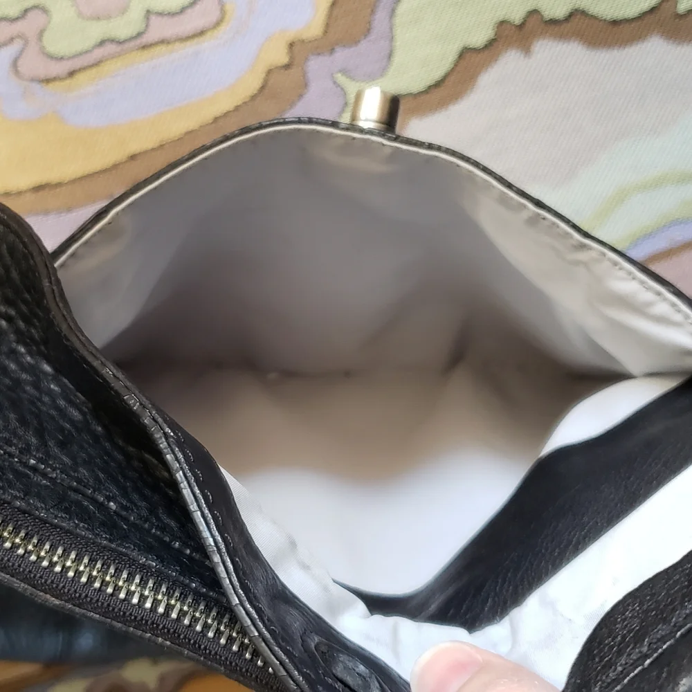 Cole Haan Black Pebbled Leather Turnlock Hobo Bag